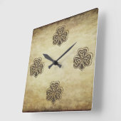 Trendy Grundge Irish Glück Kleeblatt Quadratische Wanduhr (Winkel)