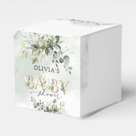 Trendy grüne Blätter goldene Buchstaben Babydusche Geschenkschachtel