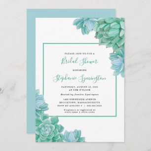 Trendy grünes Succulents-Brautparty Einladung