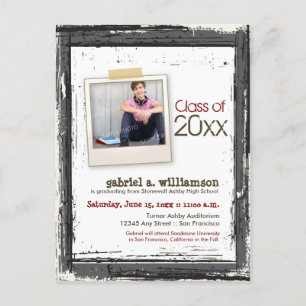 Trendy Grunge-Abschluss-Mitteilung (Schiefer) Ankündigungspostkarte