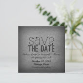 Trendy Grunge Save the Date Invite, Grau (Stehend Vorderseite)