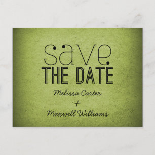 Trendy Grunge Save the Date Postcard, Green Ankündigungspostkarte