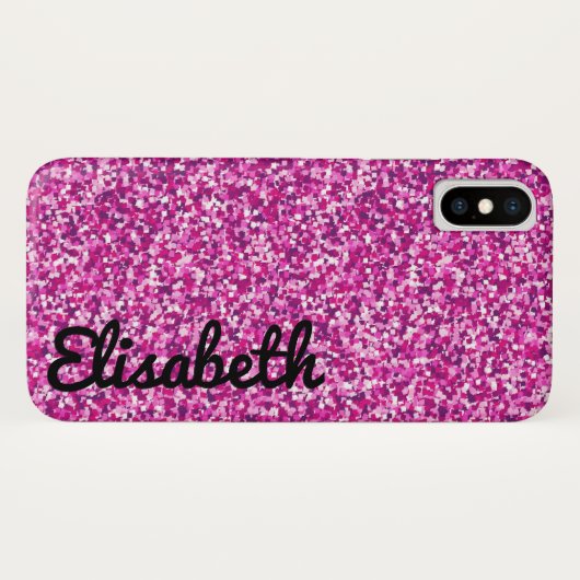 Trendy, gürmisch, rosa bedruckter Glitzer personal Case-Mate iPhone Hülle (Rückseite (Horizontal))