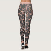 Trendy, gürtelig, rosa, knisternde Wirbel auf schw Leggings (Rückseite)