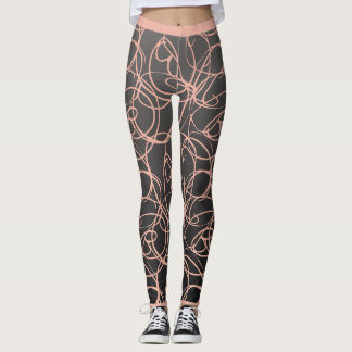 Trendy, gürtelig, rosa, knisternde Wirbel auf schw Leggings