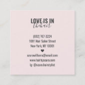 Trendy haar stylist blush pink mädchenhafte Schönh Quadratische Visitenkarte (Rückseite)