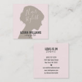 Trendy haar stylist blush pink mädchenhafte Schönh Quadratische Visitenkarte (Vorne/Hinten)