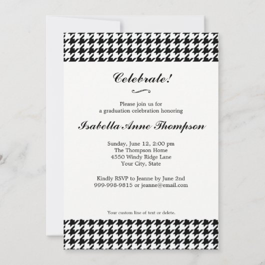 Trendy Hahnentrittmuster Abschluss Foto Class 20XX Einladung (Rückseite)