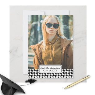 Trendy Hahnentrittmuster Abschluss Foto Class 20XX Einladung