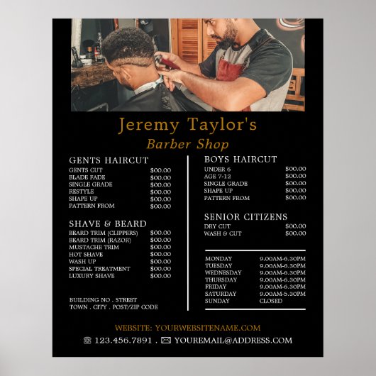 Trendy Hair Cut, Men Barbers Price List Poster (Vorne)