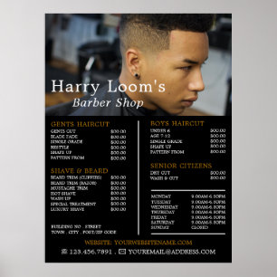 Trendy Hair Cut, Men Barbers Price List Poster