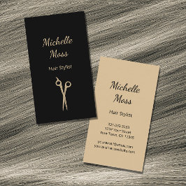Trendy Hair Stylist Simple Scissors Black Gold Visitenkarte