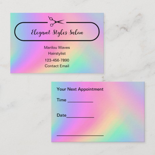 Trendy Hairstylist Appointment Business Cards Visitenkarte (Vorne/Hinten)