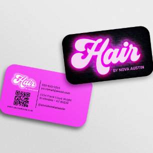 Trendy Hairstylist Glam Aesthetic Hot Pink QR Code Visitenkarte