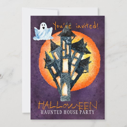 Trendy Halloween Aquarell Spuk Party Einladung (Vorderseite)