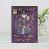 Trendy Halloween Aquarellwitscher-Party Einladung (Stehend Vorderseite)