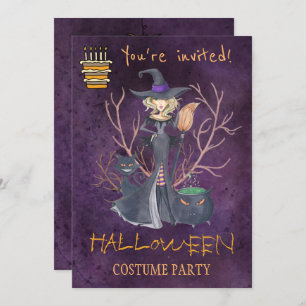 Trendy Halloween Aquarellwitscher-Party Einladung
