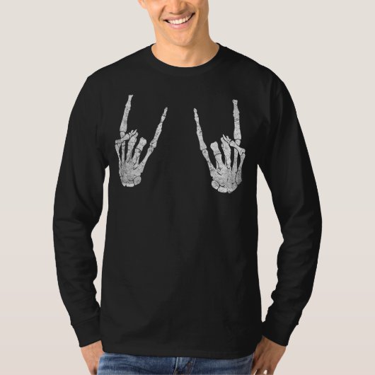 Trendy Halloween Back Print Skeleton Rocker Graphi T-Shirt (Vorderseite)