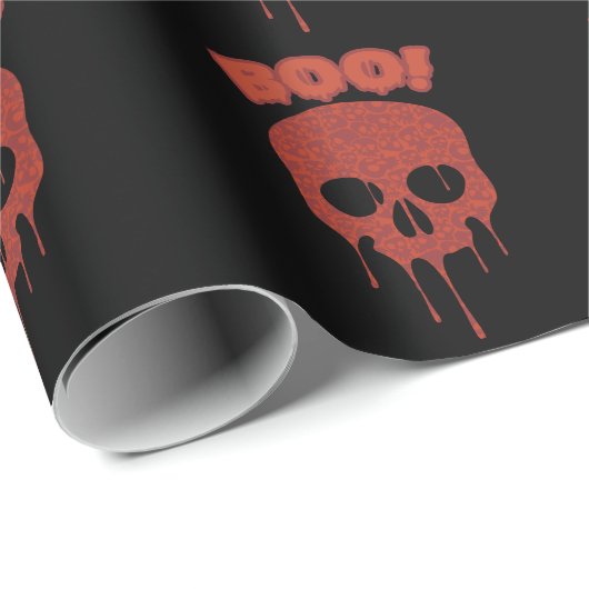 Trendy Halloween Black Spooky Boo Skulls Geschenk Geschenkpapier (Rolleneckpunkt)