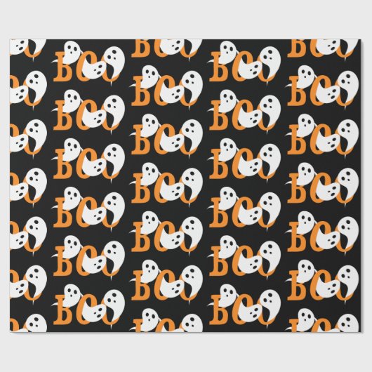 Trendy Halloween Boo Ghosts Black Geschenkpapier (Flach)