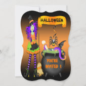 Trendy Halloween Hexe Cauldron Bracket Style Invi Einladung (Vorderseite)
