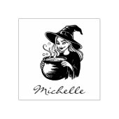 Trendy Halloween Hexe mit Cauldron Gummistempel (Prägung)