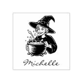Trendy Halloween Hexe mit Cauldron Gummistempel (Prägung)