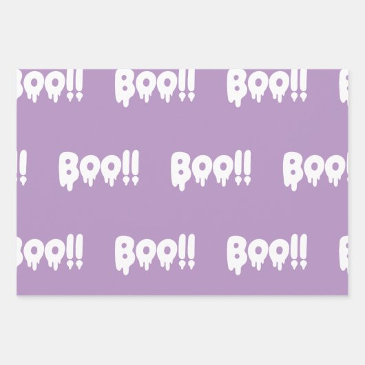 Trendy Halloween Niedlich Pastel Lila Boo Ghost 3 Geschenkpapier Set (Vorderseite 2)