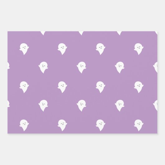 Trendy Halloween Niedlich Pastel Lila Boo Ghost 3 Geschenkpapier Set (Vorderseite)