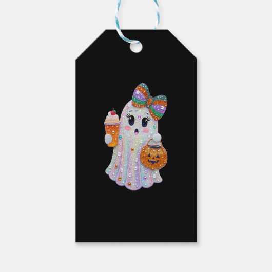 Trendy Halloween Rhinestones Ghost Geschenkanhänger (Vorderseite)