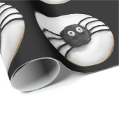 Trendy Halloween Spooky Black Spider Donut Geschenkpapier (Rolleneckpunkt)