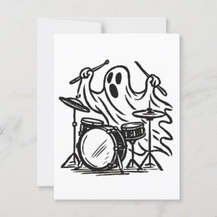 Trendy Halloween Spooky boo ghost Playing Drums Postkarte