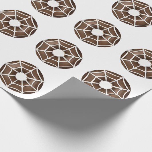 Trendy Halloween Spooky Brown Spider Web Donut Geschenkpapier (Ecke)