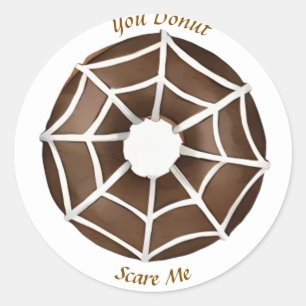 Trendy Halloween Spooky Brown Spider Web Donut Runder Aufkleber