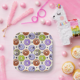 Trendy Halloween Spooky Donuts Party Pappteller