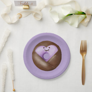 Trendy Halloween Spooky Lila Heart Ghost Donut Pappteller