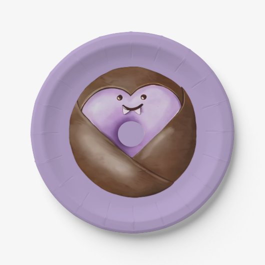 Trendy Halloween Spooky Lila Heart Ghost Donut Pappteller (Vorderseite)
