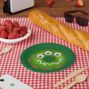 Trendy Halloween Spooky Lila Web Donut Party Pappteller