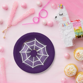 Trendy Halloween Spooky Lila Web Donut Party Pappteller
