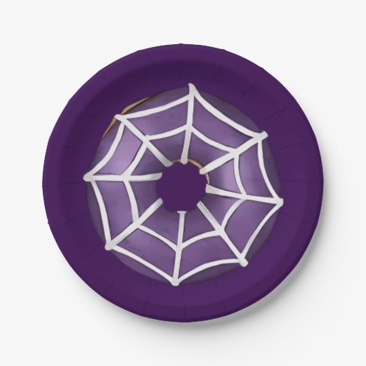 Trendy Halloween Spooky Lila Web Donut Party Pappteller
