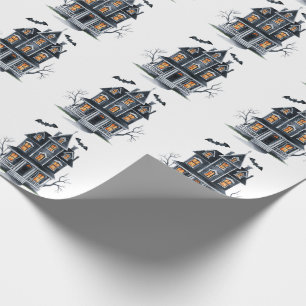 Trendy Halloween Spooky Spuk House and Bats Geschenkpapier