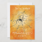 Trendy Halloween Wasserfarbe gruselige Spinne und Einladung (Vorderseite)