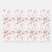 Trendy Hand Drawing Monochrome Rot & Weiß Xmas Geschenkpapier Set (Vorderseite)