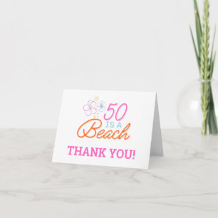 Trendy Hand Drawn 50. Strand Geburtstag Dankeskarte