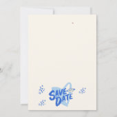Trendy Hand Drawn Blue Scribble Fun Save the Date Einladung (Rückseite)