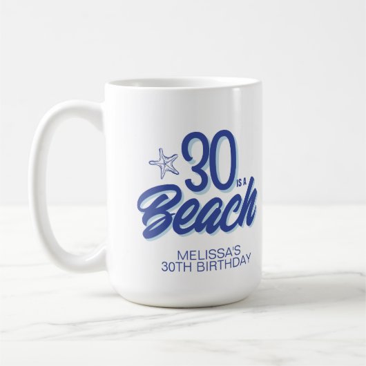 Trendy Hand Drawn Doodle 30 ist ein Strand Geburts Kaffeetasse (Links)