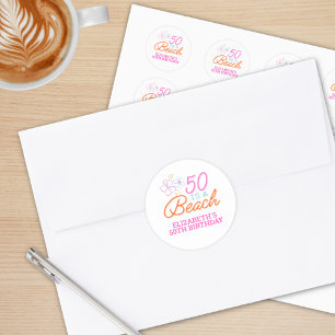 Trendy Hand Drawn Doodle 50. Strand Geburtstag Runder Aufkleber