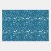 Trendy Hand Drawn Monochrome Blau & Weiß Urlaub Geschenkpapier Set (Vorderseite 3)