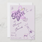 Trendy Hand Drawn Scribble Fun Save the Date Einladung (Vorderseite)