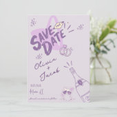 Trendy Hand Drawn Scribble Fun Save the Date Einladung (Stehend Vorderseite)